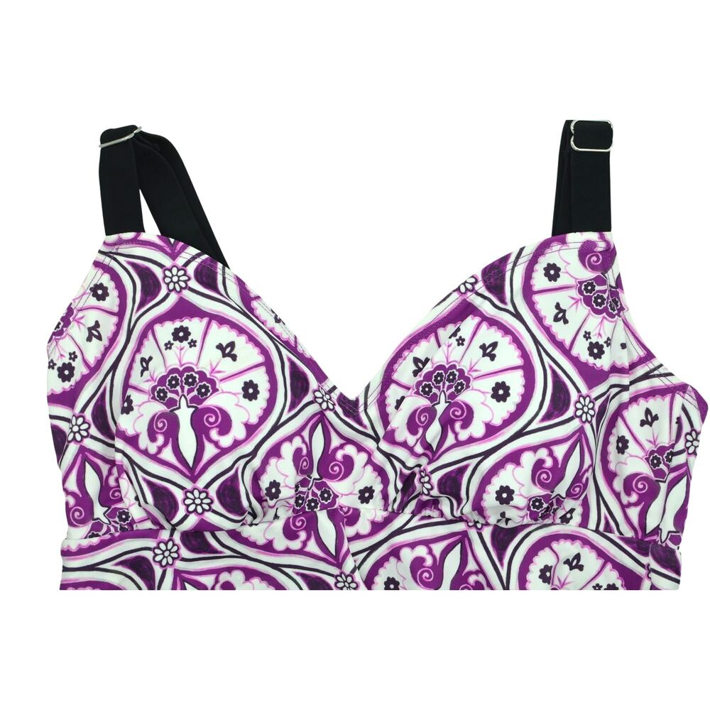 Swim Solutions Women's Printed Tiered Fauxkini One-Piece Swimsuit - Picture 3 of 5